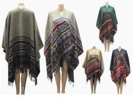 24 Bulk Womens Winter Blanket Poncho Thick Oversized Shawl Cape Cardigan Fashion