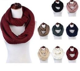 24 Pieces Women's Acrylic Winter Scarf Crochet Knit Tube Scarf Assorted Color - Winter Scarves