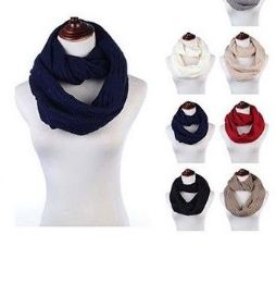24 Wholesale Womens Acrylic Winter Scarf Crochet Knit Tube Scarf Assorted Color