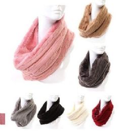 48 Pieces Women's Cable Knit Winter Infinity Scarf With Plus Lining Neck Warmer - Winter Scarves