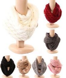 48 Pieces Women's Cable Knit Winter Infinity Scarf - Winter Scarves