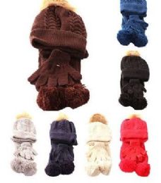 24 of Kids Winter Scarf Hat & Glove Set Cable Knit