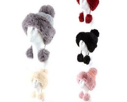 72 Wholesale Womans Heavy Knit Winter Pom Pom Hat And Plush Knit Hat Fleece Lined Assorted Color