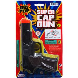 36 Wholesale 7" Black Super Cap Toy Gun(square) On Blister Card