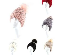 72 Pieces Warm Chunky Soft Cable Knit Slouchy Beanie Pom Pom Hats Shinny Punk Caps - Winter Beanie Hats