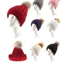 72 Pieces Women Winter Slouchy Beanie Hat Soft Fleece Knit Ski Skull Cap With Pom - Fashion Winter Hats