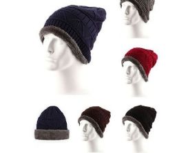 36 Pieces Adults Warm Winter Hats Thick Knit Cuff Beanie Cap With Lining - Winter Beanie Hats