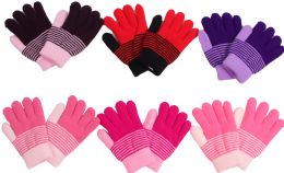 120 Pairs Girl's Magic Glove Assorted Colors - Kids Winter Gloves