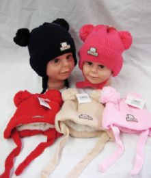 36 Pieces Baby Beanie Hat With Fur Lining & Pompom - Junior / Kids Winter Hats