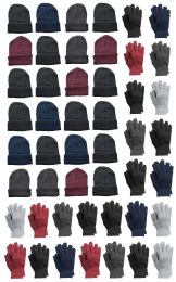 24 Wholesale Yacht & Smith Unisex Assorted Colored Winter Hat & Glove Set