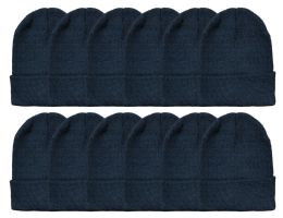24 Units of Yacht & Smith Unisex Winter Warm Beanie Hats In Solid Black - Winter Beanie Hats