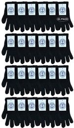 24 Pairs Yacht & Smith Unisex Black Magic Gloves - Knitted Stretch Gloves