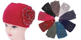 96 Wholesale Knit Flower Headband