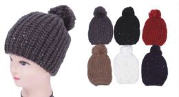 48 Wholesale Women's Sequin Knit Hat