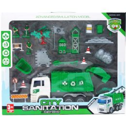 6 Sets 22pc Sanitation World W/ 10" F/f Truck Set - Toy Sets