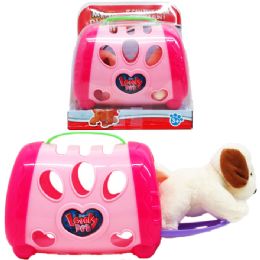 12 Sets 5" Plush Dog With 5" Dog Cage On Platform With Blister Cover - Girls Toys