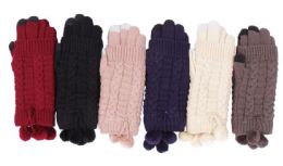 72 Wholesale Women Warm Winter Glove With Pom Pom