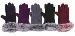 72 Bulk Women's Fur Cuff Winter Glove