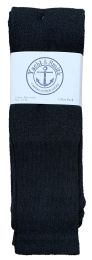 24 Pairs Yacht & Smith Men's 31 Inch Cotton Terry Cushioned Extra Long Black Tube SockS- King Size 13-16 - Big And Tall Mens Tube Socks