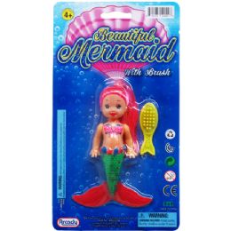 96 Wholesale 4.5" Mermaid Doll On Blister Card, 3 Assorted Colors