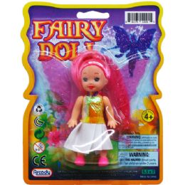 96 Wholesale 4" Fairy Doll On Blister Card, 4 Assrt Clrs