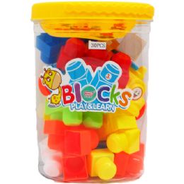 12 Wholesale 30pc Educational Blocks In Bucket With Handle