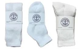 360 Bulk Yacht & Smith Kid's Cotton Sock Set Assorted Styles, Crew, Ankle And Tube White