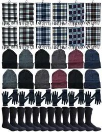 12 Sets Yacht & Smith 48 Pack Wholesale Bulk Winter Thermal Beanies Skull Caps, Thermal Gloves Unisex (mens 4pc Combo b) - Winter Care Sets
