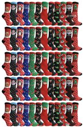 60 Pairs Yacht & Smith Christmas Printed, Fun Colorful Festive, Crew Socks - Womens Crew Sock