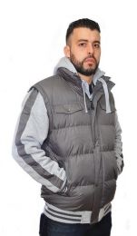 12 Bulk Men's Fashion Nylon Fleece Striped Hooded Jackets