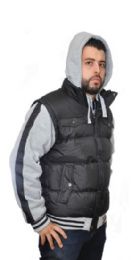 12 Wholesale Men's Fashion Nylon Fleece Striped Hooded Jackets
