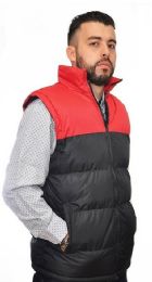 12 Wholesale Men's Nylon Synthetic Down Vest With Fleece Lining