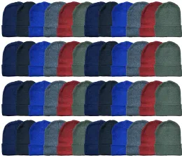 48 Pieces Yacht & Smith 48 Pack Wholesale Bulk Winter Thermal Beanies Skull Caps (assorted Kids Beanie a) - Winter Beanie Hats