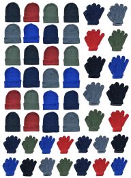 Yacht & Smith Kid's Assorted Colored Winter Beanies & Gloves Set