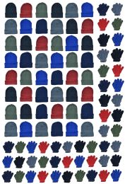48 of Yacht & Smith Kid's Assorted Colored Winter Beanies & Gloves Set