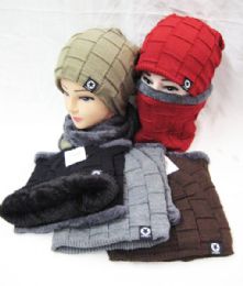 24 Sets Winter Beanie Hat Scarf Set Thick Fleece Warm Knit Unisex - Winter Sets Scarves , Hats & Gloves