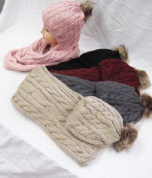 24 of Women Soft Warm Thick Cable Knitted Hat And Scarf Winter Set