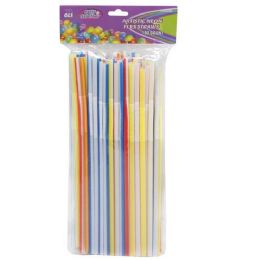 24 Wholesale 100 Piece Artistic Neon Flex Straw