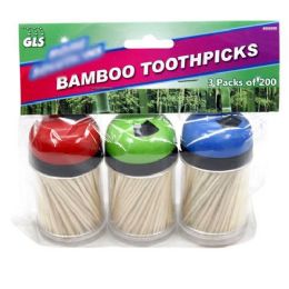 24 Units of Glselect Home Solutions Wooden Toothpicks With 3 Dispensers - Toothpicks