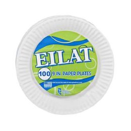 12 Units of 100 Count White Paper Plates 9 Inch By Eilat - Disposable Plates & Bowls