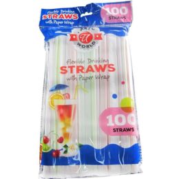 48 Pieces 100 Count Neon Straw Wrapped In Paper - Straws and Stirrers