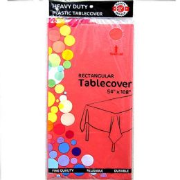 48 Wholesale Watermelon Red Plastic Tablecover Rectangle