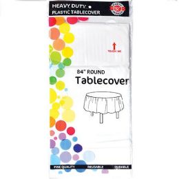 48 Pieces White Plastic Tablecover Round - Party Paper Goods