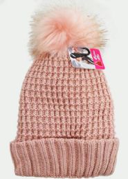 36 Wholesale Women's Fashion Fleece Lined Ski Hat With Pom Pom