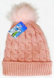 36 Wholesale Kid's Fashion Fleece Lined Ski Hat With Pom Pom