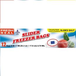 24 Wholesale 12 Count Fresh Seal Slider Bags Quart Freezer