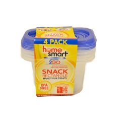 24 Wholesale 4 Pack Snack Container 14 Ounce Rectagle