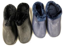 36 Wholesale Men's Winter Clogs With Plush Fur Warm Lining - Assorted Colors