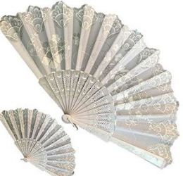 120 Pieces White Glitter Folding Hand Fans - Novelty & Party Sunglasses