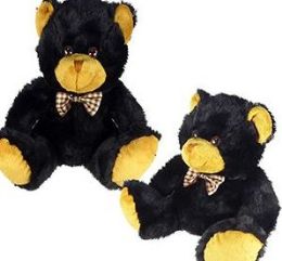 24 Wholesale 8 Inch Plush Sitting Black Bears With Bow Tie